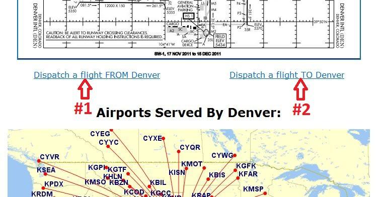 PDF file format. Hot-spots labeled Dispatch a flight FROM {hub name} and Dispatch a flight TO {hub name}. An Airports Served By... map.
