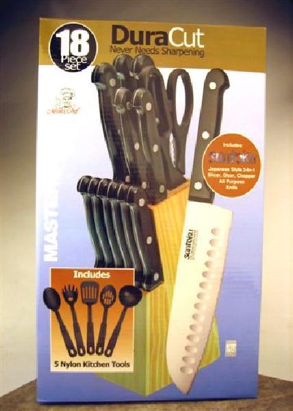 KA181 18pc cutlery & kitchen / ABS handle, knife, carving knife, boning knife, utility knife, meat fork,