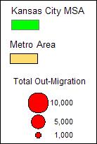 Total Out-Migration 1994-2004 by County The above map shows the counties where former Kansas City
