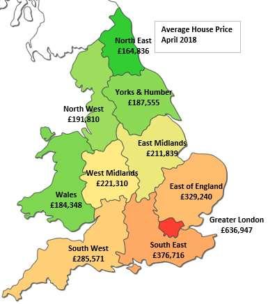 Notes Figure 8. Heat Map of the average house price for England & Wales, analysed by region, April 2018 NOTES 1.