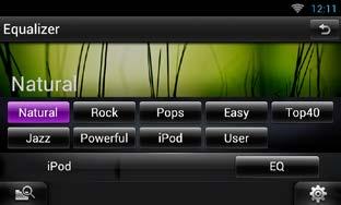 Upravljanje zvukom Upravljanje ekvalizatorom Ekvilizator možete podešavati odabirom optimalne postavke za svaku kategoriju. 1 Dodirnite [ ] na bilo kojem zaslonu. 2 Dodirnite [Audio].