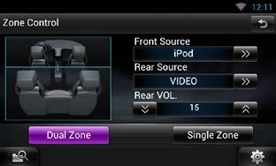 1 Dodirnite [ ] na bilo kojem zaslonu. 2 Dodirnite [Audio]. Prikazuje se audio zaslon. 3 Dodirnite [Zone Control]. Prikazuje se zaslon za upravljanje zonama.