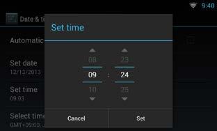 5 Podesite datum. 2 Dodirnite [Select time zone] (Odaberi vremensku zonu). 6 Dodirnite [Set] (Postavi).