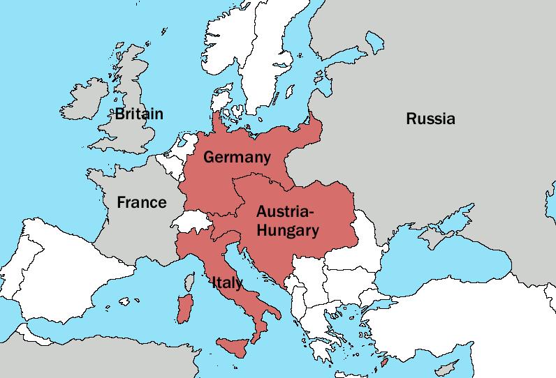 This is a map of the Triple Alliance between Germany, Austro-Hungary and Italy made in 1883. The Triple Alliance was a military alliance among Germany, Austria Hungary, and Italy.