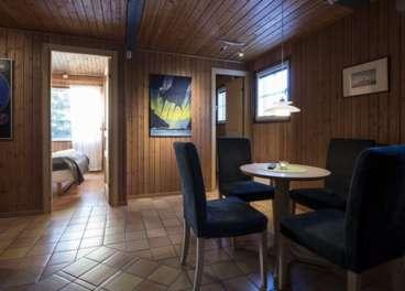 Arctic Chalets have a rustic character, with pine wood paneled walls,
