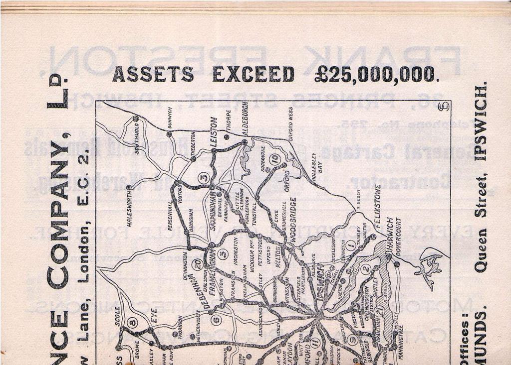 Figure 35: Eastern Counties Road Car Company, route map, July 1924.