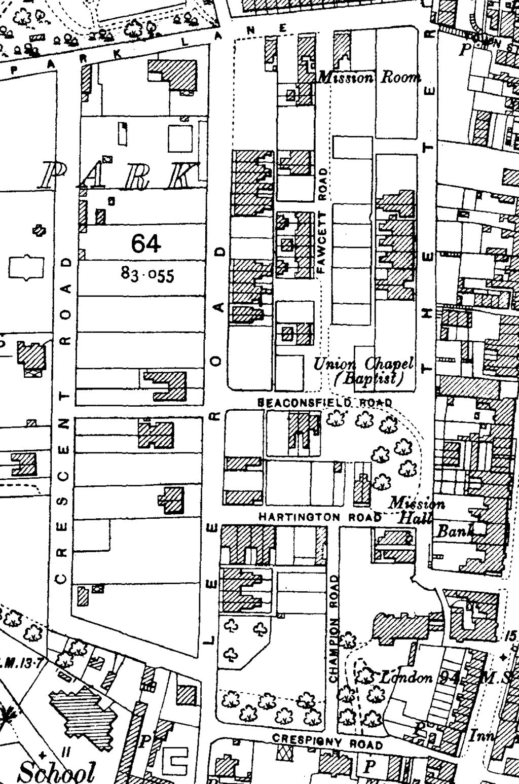 Figure 45: Detail of OS map, Aldeburgh, County Series, 1 st revision 1904, 1:2500 showing new building on what was Crespigny estate land.