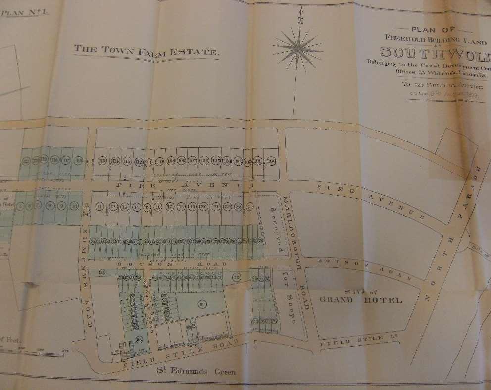 Figure 50: Plan accompanying sales particulars for Town Farm Estate, Southwold, 1899.