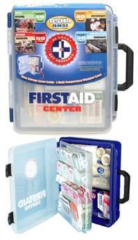 - FIRST AID KIT AND TRUAMA BAG Exceeds OSHA & ANSI guidelines. Multi-compartment hardside organizer case. Wall mountable.