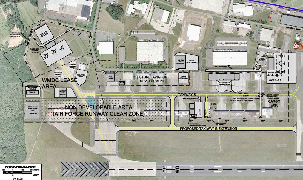 significant amount of terminal area would be required, compared to the amount currently available in the Civil Terminal area. By 2025, a 21,000 sf building will be required.