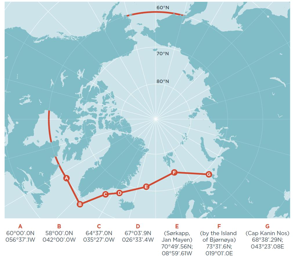 Figure 1. The Arctic as defined in the Polar Code (the "IMO Arctic").