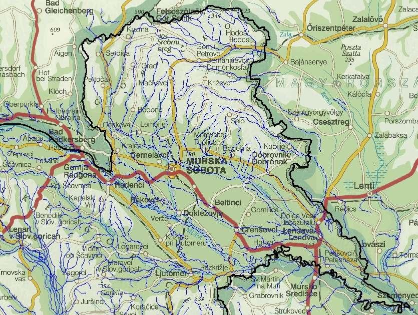 3.1.2 Hidrologija Slika 11: Karta vodotokov za območje severovzhodne Slovenije 1:280.