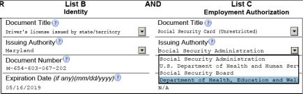 the initial selection For example, the Issuing Authority fields pictured on the right only allow the user to select valid issuing authorities for the documents that the