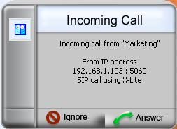 Konfiguriranje in uporaba odprtokodnega telefonskega sistema VOCAL 43 Slika 5.19: Obvestilo X-lite alias.
