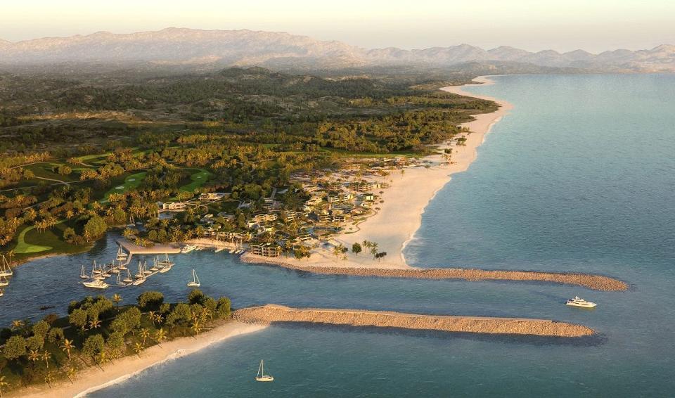 Aerial of Four Seasons Resort and Costa Palmas Marina (rendering courtesy of Costa Palmas) Costa Palmas is a brand new, 1000-acre private beachfront resort community on two miles of quiet beach on