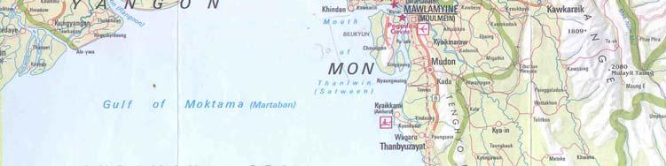 India 70 kms Yangon 80 kms Thaton 30 kms