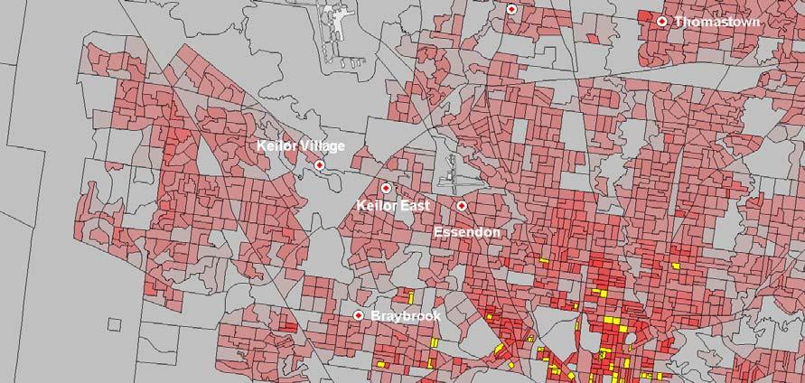 heavily populate areas of Melbourne.