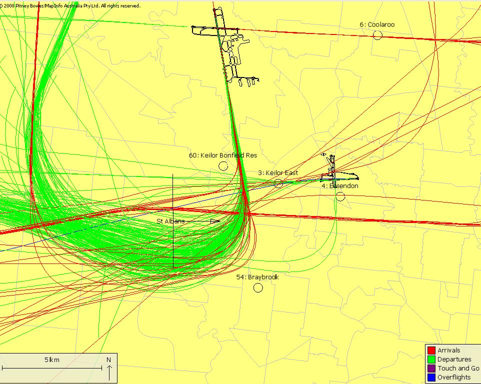 Figure 13 Aircraft Heights above St Albans North to South Gate (1st week
