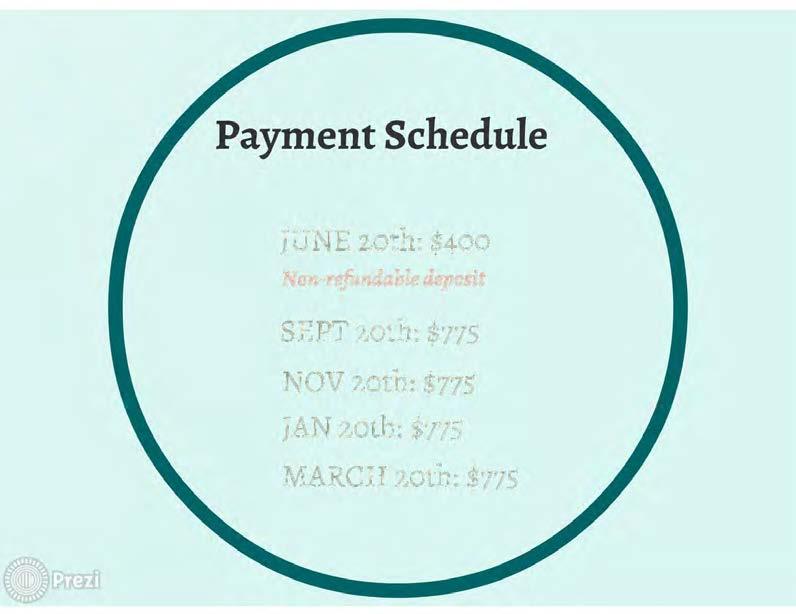 Payment Schedule JUNE 20th: