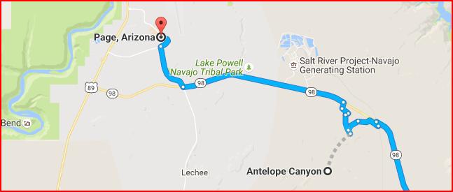 In the area near page, we can visis the Antelope Canyons and / or Lake Powell On our way to Page, we can visis the Antelope Canyons and / or Lake Powell.