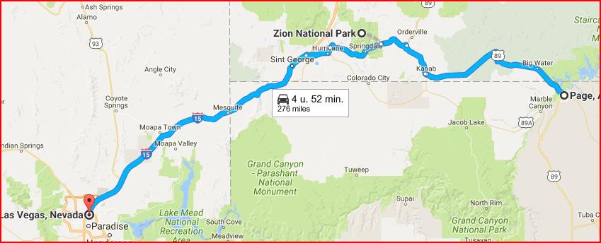 On Sunday day 08/10, we plan to drive from Page (over the dam if not done the previous day) to Las Vegas with a short detour towards Zion National Park.