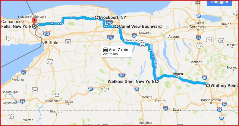 On Wednesday 20/09, we want to drive from Whitney Point Area, via the most scenic finger lakes route over Rochester towards the New York Canals.