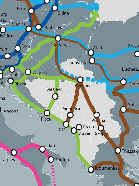 Extended TEN-T corridors in non-eu countries in Danube region