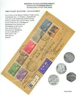 190mils, with bi-lin gual air mail la bel backstamped Tananarive 22 Feb, plus a clip ping an nounc ing the ser vice in the Cairo Gov ern ment Jour nal of