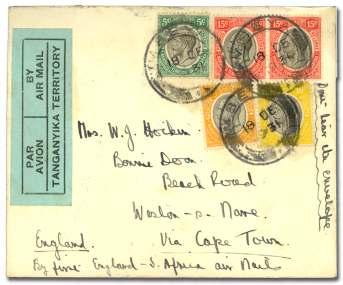 8046 1931, New Postal Rates from United King dom, two cov ers: Spring bok cover Bude - Cape Town at 1s rate; reg is tered