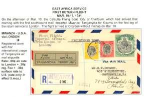 .......... $100 8055 1931, South Af rica Ac cep tance, Pil grims Rest - Cape Town, cover fw 4d ap and Pil grims Rest (18