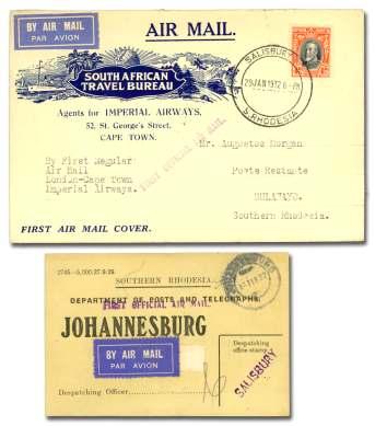 .................... $110 8120 1932, Johannesburg - London - Johannesburg, Round Flght cover, re turn flight can celed Lon don Feb16, Johanesburg ar rival backstamped