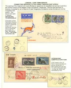 ............................ $110 8123 1932, Con nect ing Ser vices to the Congo, cov2 Mosie - Leopoldville, Spring bok cover franked 65c, flown to Dodoma