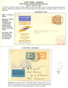 ....................... $100 8128 1932, Tanganyika Mail, two cov ers: home made blue map cover Mbeya - Cape Town franked 80c; also plain en ve lope Moshi - Cape Town franked 55c; both