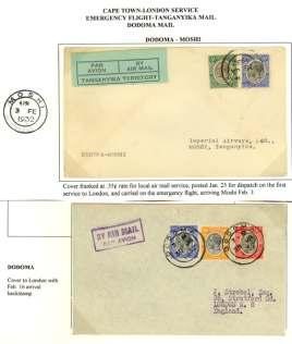 Z via Cape Town, franked 55c en dorsed By Air Mail Nai robi-cape Town ; lat ter cover with some fox ing, oth er wise F-VF.