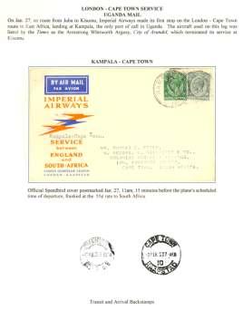 8150 1932, North ern Ire land Ac cep tance, plain cover franked 1s with Irish Air Mail et i quette, flown to Jo han nes - burg and
