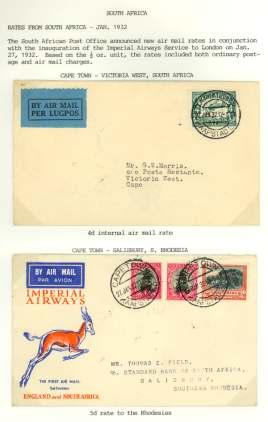 backstamped; also il lus trated cover East Lon don (South Af rica) - Ha waii franked 1s3d car ried air mail Jo han nes burg - Lon don, thence by