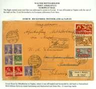 .............. $150 8013 1926 (28 Nov), Wal ter Mittleholzer, 1st Af ri can Flight, Eu ro pean mail, cover car ried from Zu