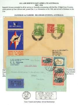 F Zomba - Lilongwe - Fort Jameson route, flown Blantyre - Lilongwe, printed ca chet and handstamped FIRST NYD AIRMAIL, 30 MAY 1933, franked 2s6d stamp, 355 pieces flown; also Blantyre - Fort Jameson,
