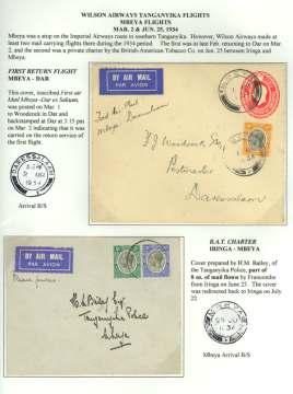 8196 1934, Nyasaland, First Re turn Ser vice from Southern Africa, two cov ers: Maseru - Limbe franked 9d, with backstamped; also post card Mbabane, Swa zi land - Limbe, franked