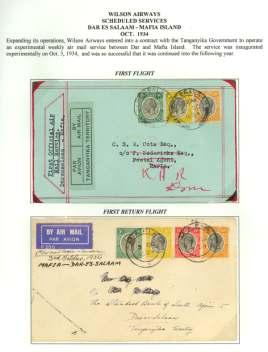...... $50 8209 1934-37, Norther Nyasaland Ser vice, two cov ers: Livingstonia - Eng land, plain cover dated 9 Jan 1937, franked
