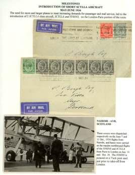 8212 1934, Mis cel la neous Re main der, First South West Af rica Air mail at 6d rate, cover Windhoek - Eng land, 26 Dec 34; plus two news pa per clip pings, Air Mail