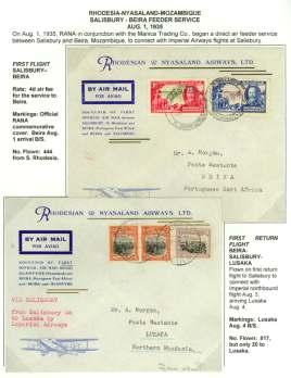 8216 1934 (3 May), Ex per i men tal RANA Air Ser vice, Cover Bulawayo - Living stone, franked 2d, cover signed by Bowker and car ried on the flight to Ndola thence Poste Res tante,