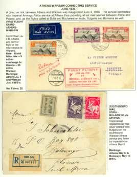 ) first ac cep tance cover Eng land - Asmara, 24 Aug Im pe rial Air ways hold-to-light en ve lope, franked 6d, backstamped; 3.