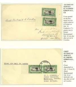 8255 1936, First Ac cep tance of Mail from Greece, reg - is tered cover Ath ens - Kano, 29 Femulti-franked, 36d, marked un claimed with plenty of backstamps (18 car