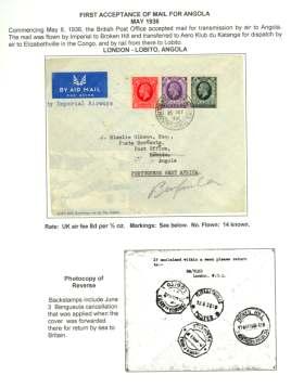 ) - Jo han nes burg, franked 3½d, oval Windhoek handstamp on re verse (in cor rectly dated 2 Jun), stamps can celed on ar rival at Johannesburg, 1 Jun, VF.