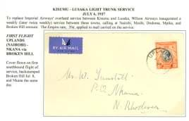 ............................ $160 8299 1937 (12 May), Windhoek Postal Ex hi bi tion, two post cards: Windhoek - Prieska with Eng lish Ex hi bi tion can cel; and Windhoek - Cape Town