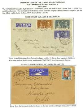.......... $70 8322 Fly ing Boat Ser vice, 1937 (3 May), Cor o na tion Day Mail, three reg is tered cov ers, two Windhoek - Eng - land and one