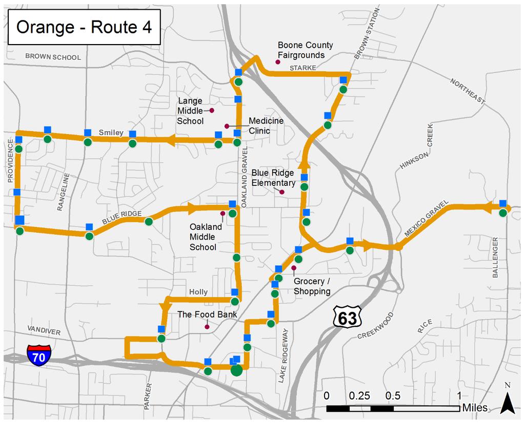 Orange Route #4 Performance Indicator Average Weekday % of Total Ridership 85 1.5 Revenue Miles 211.7 7.0 Revenue Hours 1 10.6 5.1 Wheelchair Boardings 0.5 8.9 Bicycle Boardings 1.6 4.
