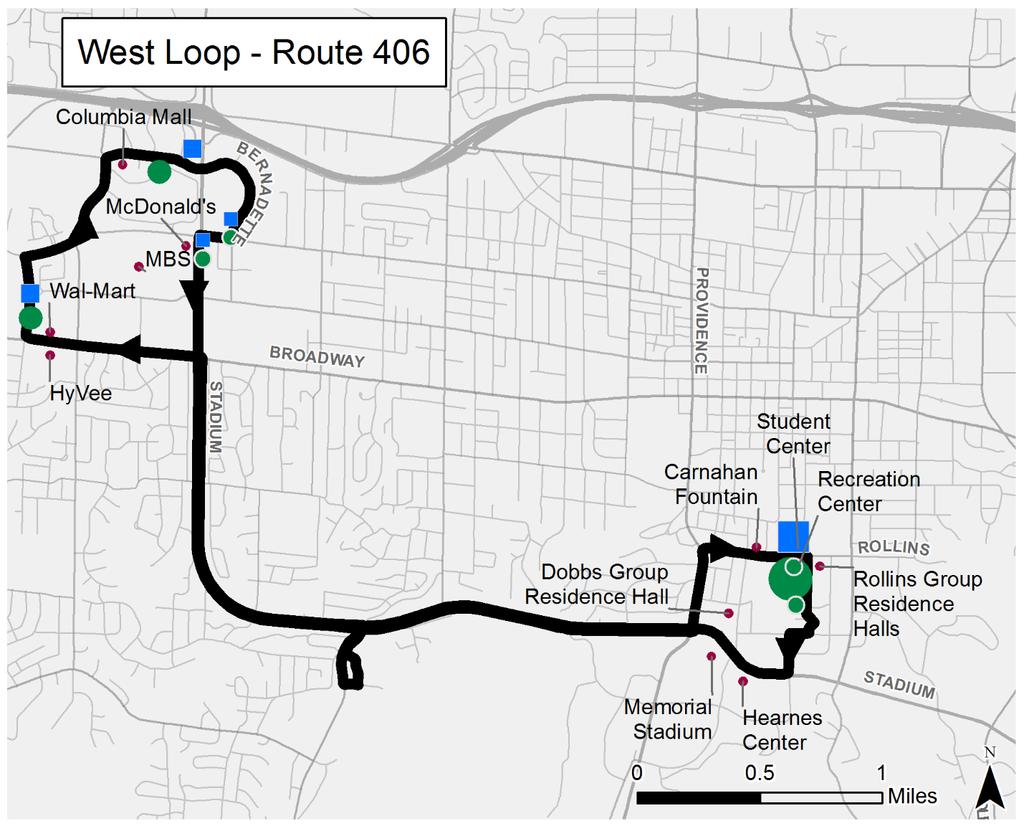 Route #406 West Loop Performance Indicator Average Weekday % of Total Ridership 246 4.5 Revenue Miles 90.3 3.0 Revenue Hours 1 6.0 2.9 Wheelchair Boardings 0.0 0 Bicycle Boardings 0.5 1.