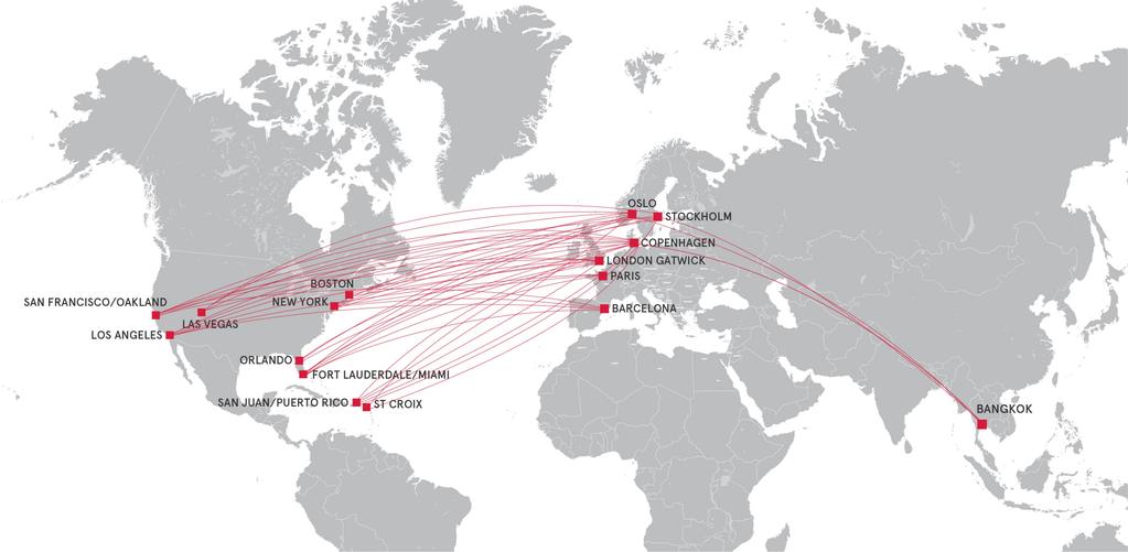A total of 50 intercontinental routes in 2017 Adding USA - Barcelona and Copenhagen - San